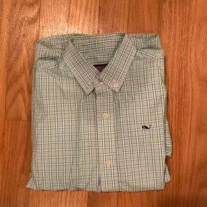 Green and White Vineyard Vines Button Down Shirt